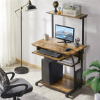 Bureau d’ordinateur portable avec 4 étagères et plateau pour clavier