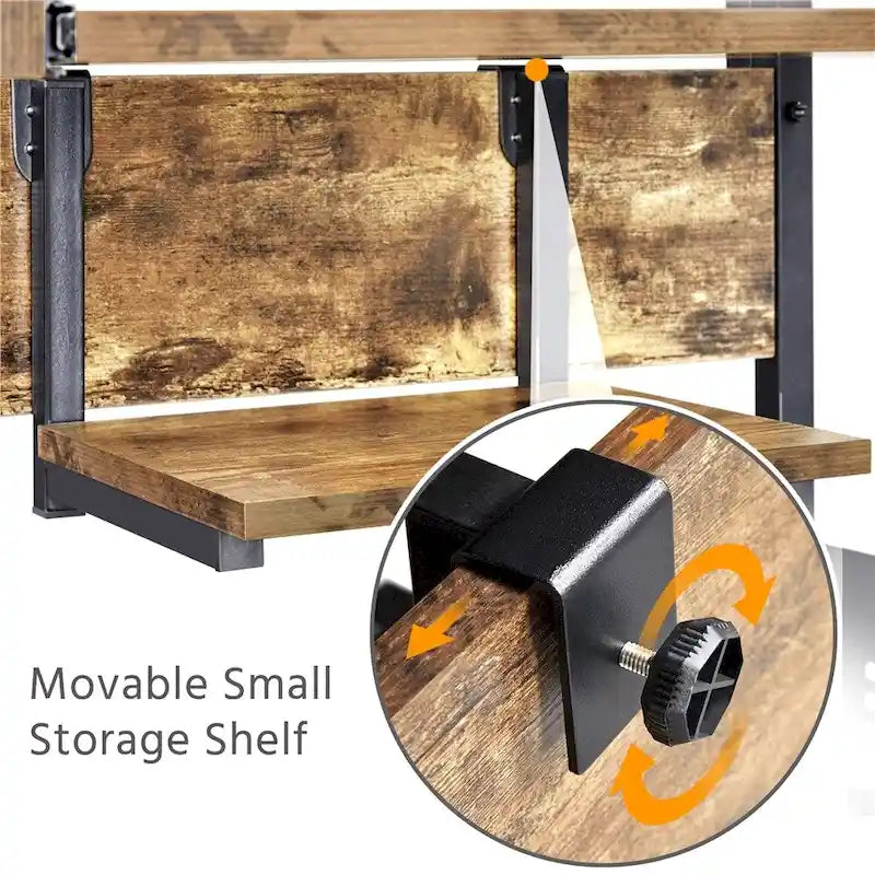Bureau d’ordinateur portable avec 4 étagères et plateau pour clavier