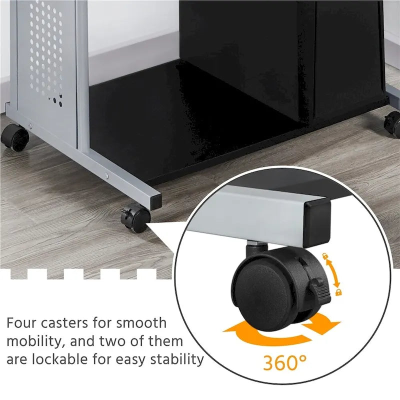 Bureau d’ordinateur portable avec 4 étagères et plateau pour clavier