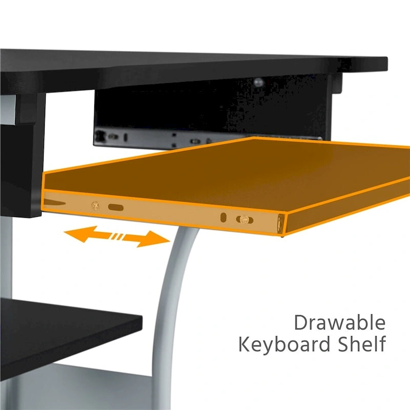 Bureau d’ordinateur portable avec 4 étagères et plateau pour clavier