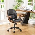 Chaise de bureau pivotante réglable en similicuir avec accoudoirs