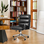 Chaise de bureau pivotante réglable en similicuir avec accoudoirs