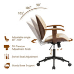 Chaise de bureau pivotante réglable en similicuir avec accoudoirs
