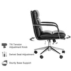 Chaise de bureau pivotante réglable en similicuir avec accoudoirs