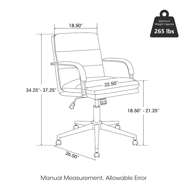 Chaise de bureau pivotante réglable en similicuir avec accoudoirs