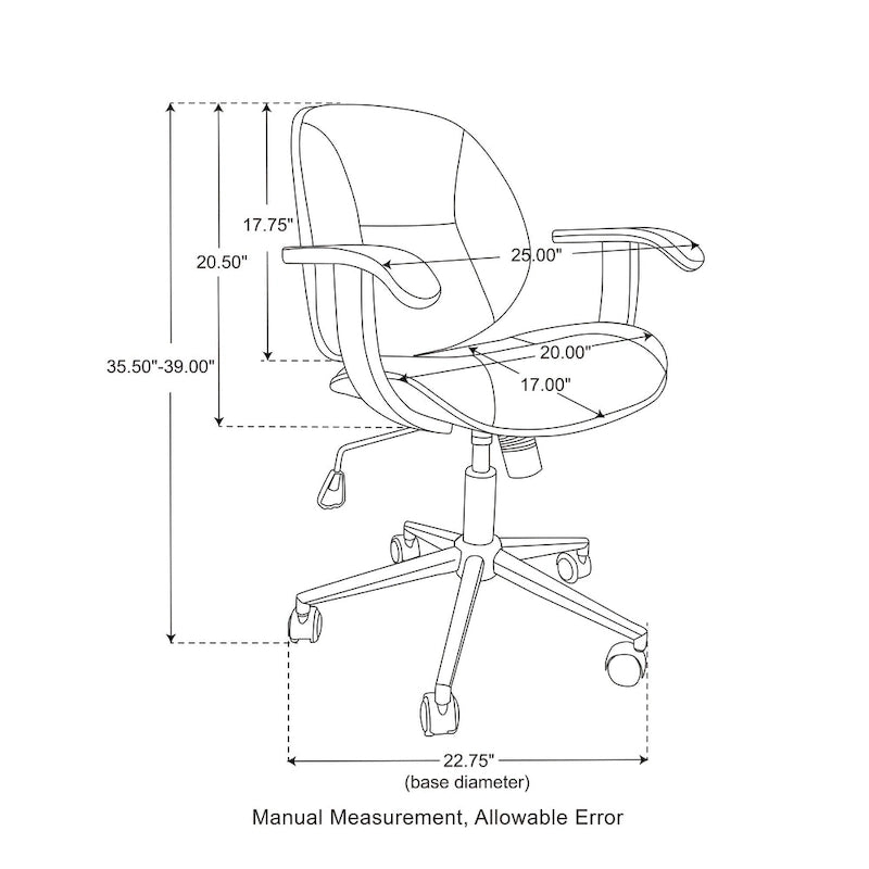 Chaise de bureau pivotante réglable en similicuir avec accoudoirs