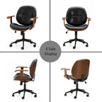 Chaise de bureau pivotante réglable en similicuir avec accoudoirs