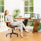 Chaise de bureau pivotante réglable en similicuir avec accoudoirs