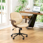 Chaise de bureau pivotante réglable en similicuir avec accoudoirs