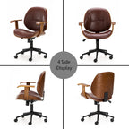 Chaise de bureau pivotante réglable en similicuir avec accoudoirs