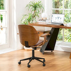 Chaise de bureau pivotante réglable en similicuir avec accoudoirs