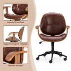 Chaise de bureau pivotante réglable en similicuir avec accoudoirs