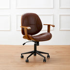 Chaise de bureau pivotante réglable en similicuir avec accoudoirs