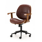 Chaise de bureau pivotante réglable en similicuir avec accoudoirs