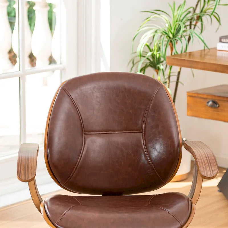 Chaise de bureau pivotante réglable en similicuir avec accoudoirs