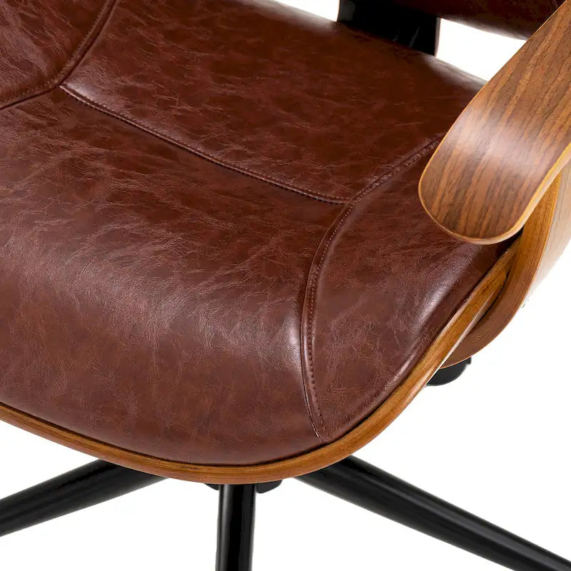 Chaise de bureau pivotante réglable en similicuir avec accoudoirs