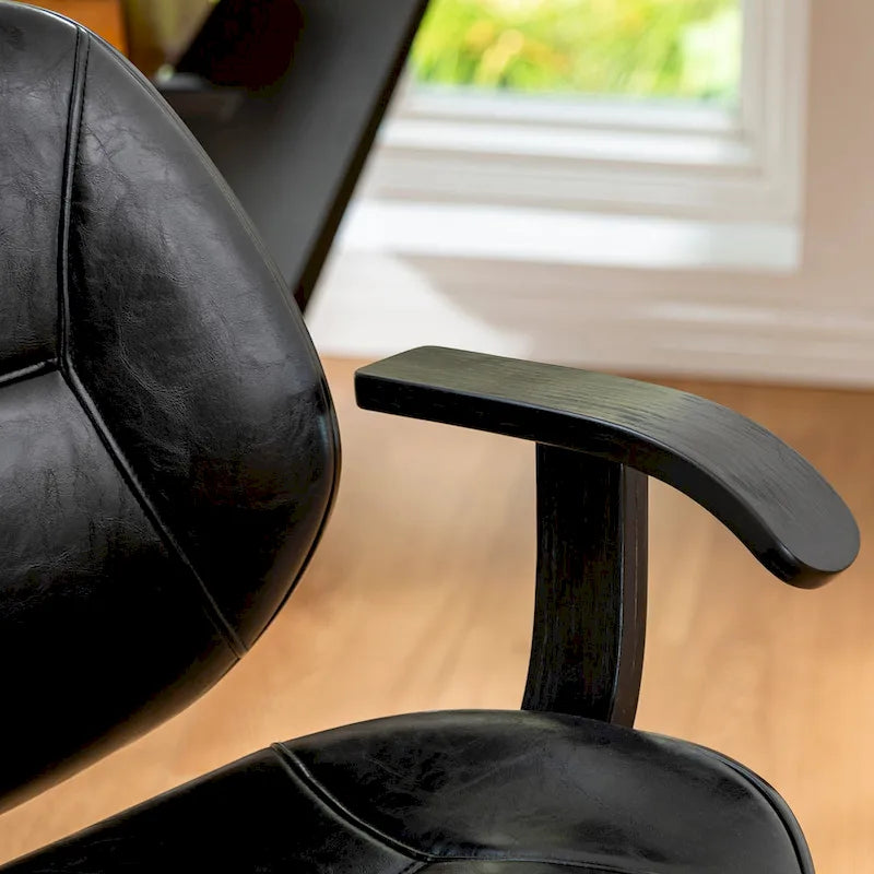 Chaise de bureau pivotante réglable en similicuir avec accoudoirs