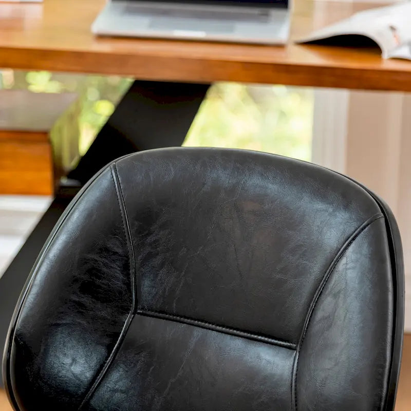 Chaise de bureau pivotante réglable en similicuir avec accoudoirs