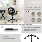 Chaise de bureau pivotante réglable en similicuir avec accoudoirs