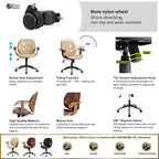 Chaise de bureau pivotante réglable en similicuir avec accoudoirs