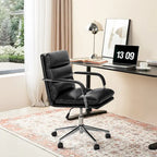 Chaise de bureau pivotante réglable en similicuir avec accoudoirs