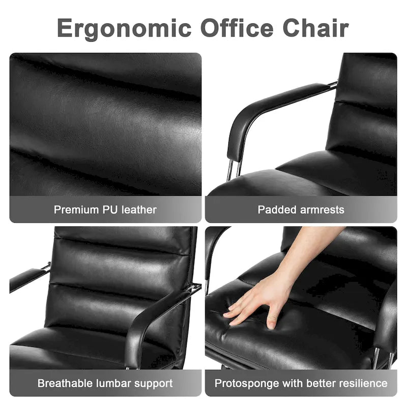 Chaise de bureau pivotante réglable en similicuir avec accoudoirs