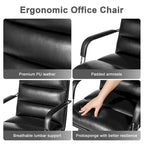 Chaise de bureau pivotante réglable en similicuir avec accoudoirs
