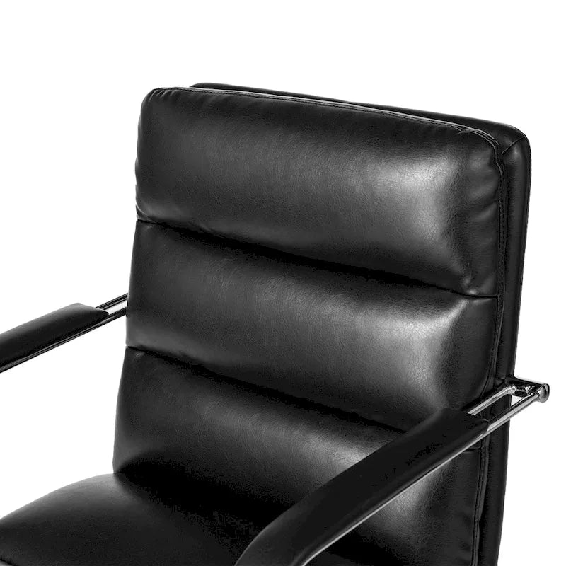 Chaise de bureau pivotante réglable en similicuir avec accoudoirs