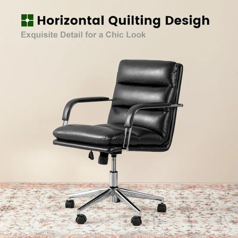 Chaise de bureau pivotante réglable en similicuir avec accoudoirs