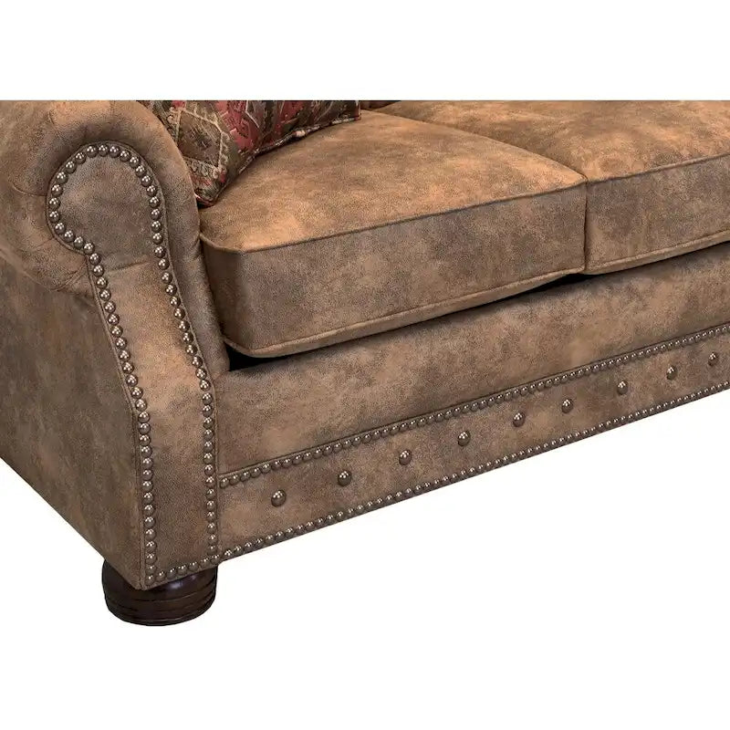 Divano letto queen in tessuto scamosciato marrone rustico - 86 x 37 x 40 in
