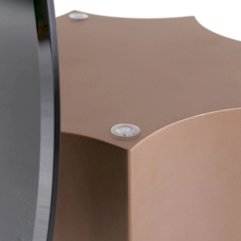 Tavolino da caffè moderno rotondo con piano in vetro nero a specchio