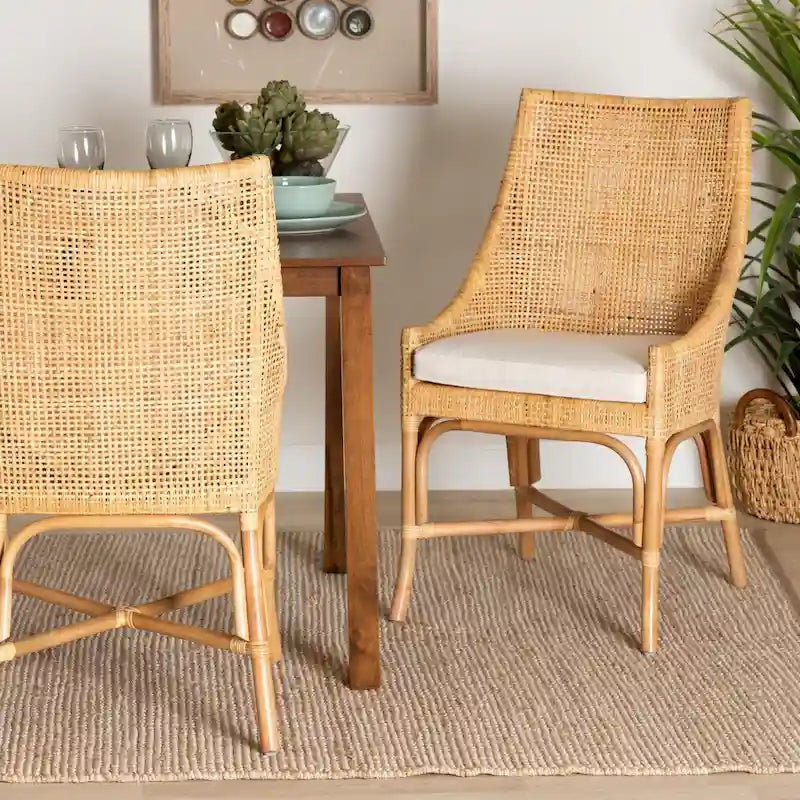 Bella Modern Bohemian Natural Brown Rattan Dining Chair
