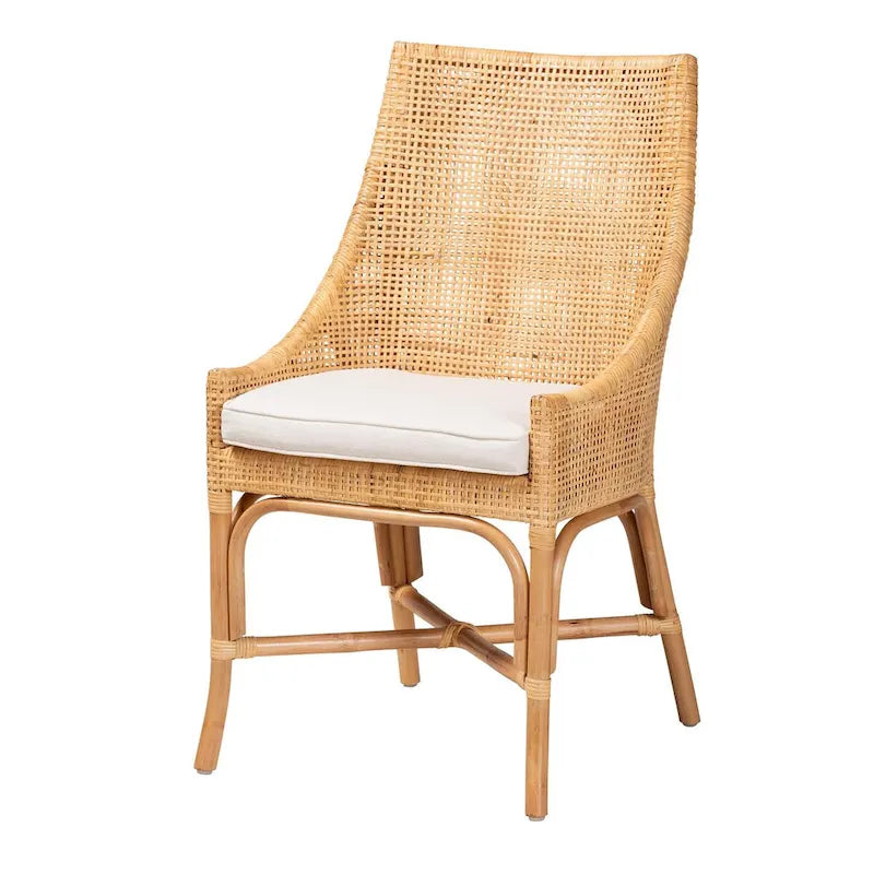 Cadeira de jantar moderna boémia em rattan castanho natural
