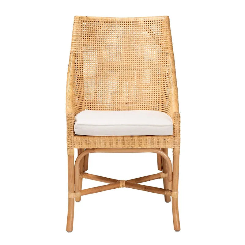 Cadeira de jantar moderna boémia em rattan castanho natural