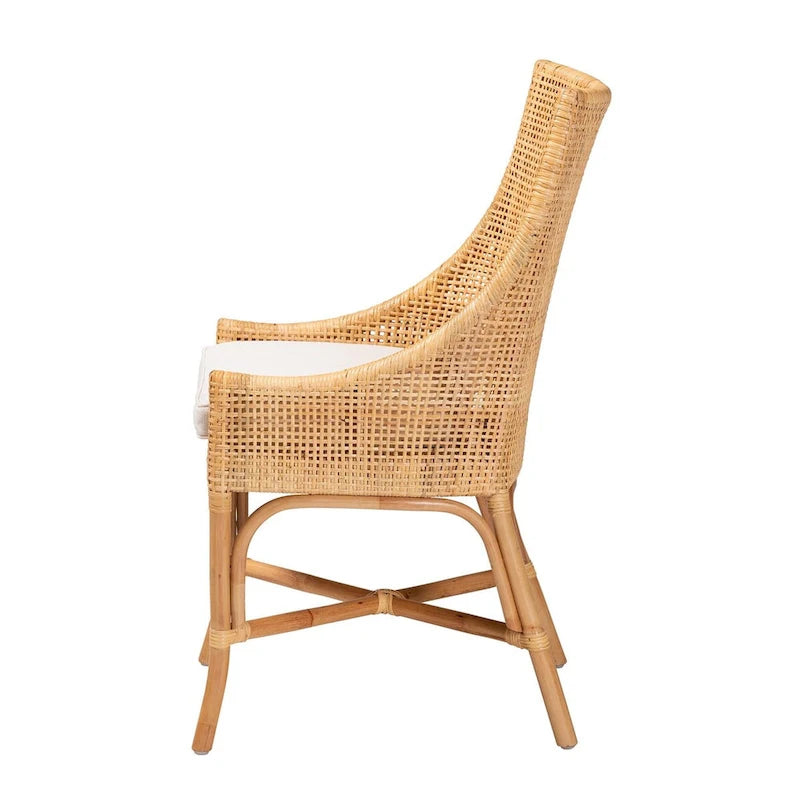 Cadeira de jantar moderna boémia em rattan castanho natural