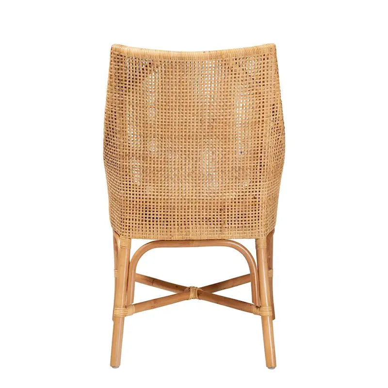 Cadeira de jantar moderna boémia em rattan castanho natural
