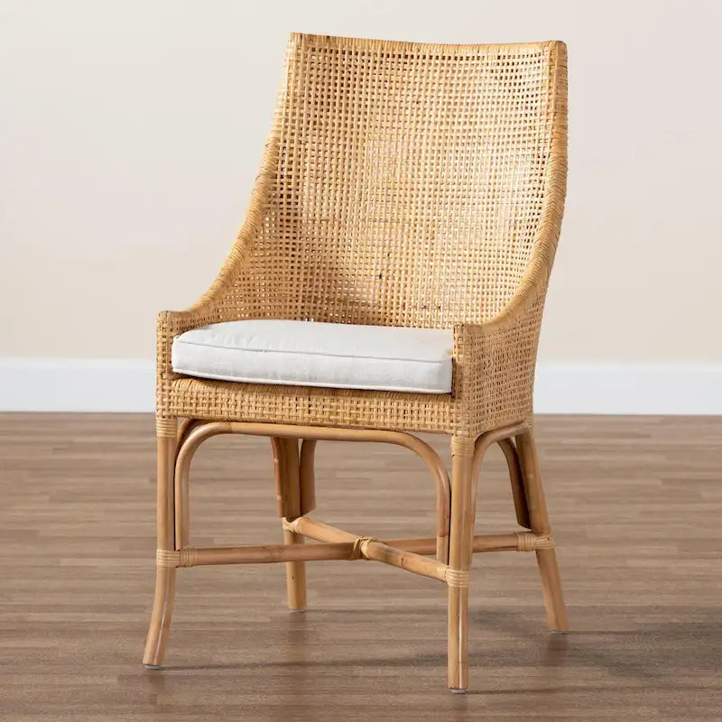 Modern Bohemian Natural Brown Rattan Dining Chair