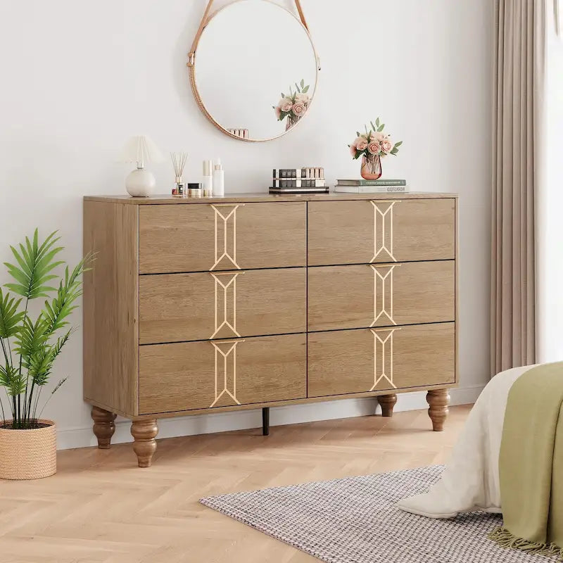 6-Drawer Dresser with Deep Drawers, Modern Wooden Chest